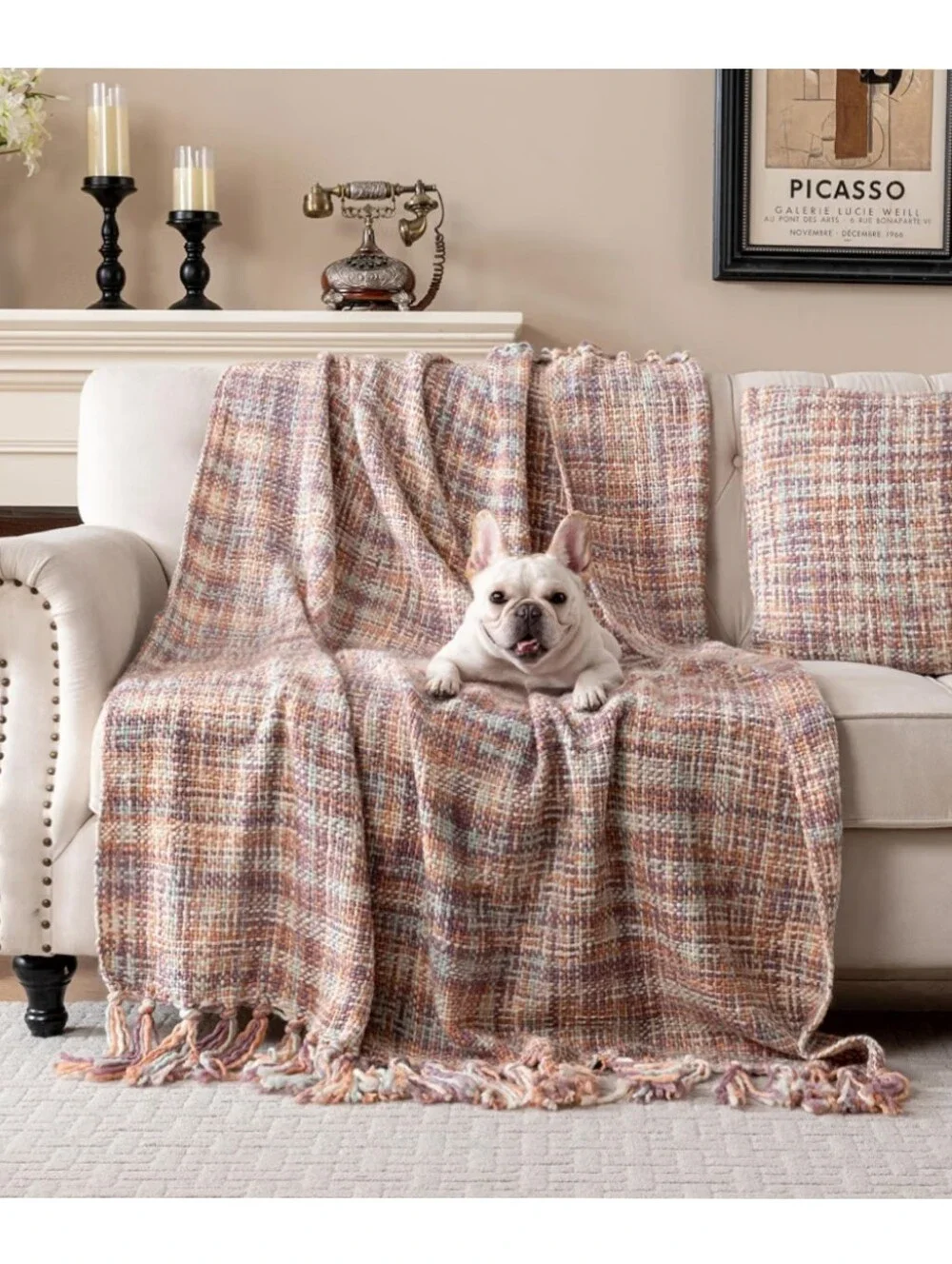 Feabuccy NWT Knit Throw Blanket With Tassels 50